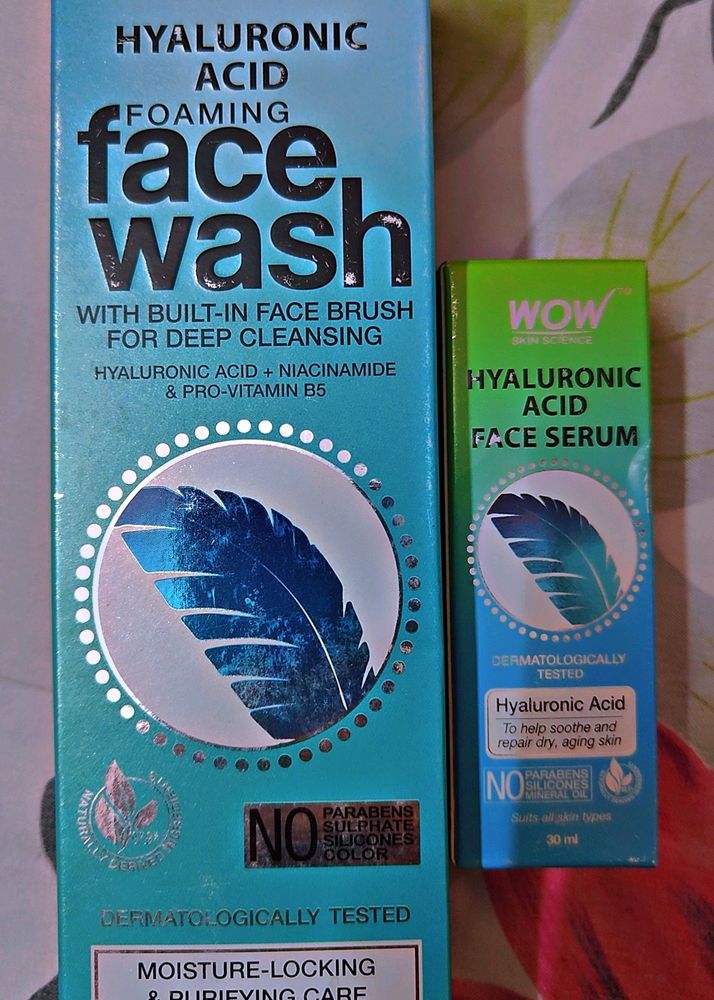 Combo Of Wow Hyaluronic Acid Face Wash And Serum