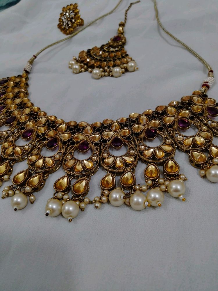 Bridal Necklace With Chutti And Ring