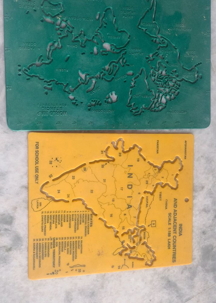 India And World Map Stencil