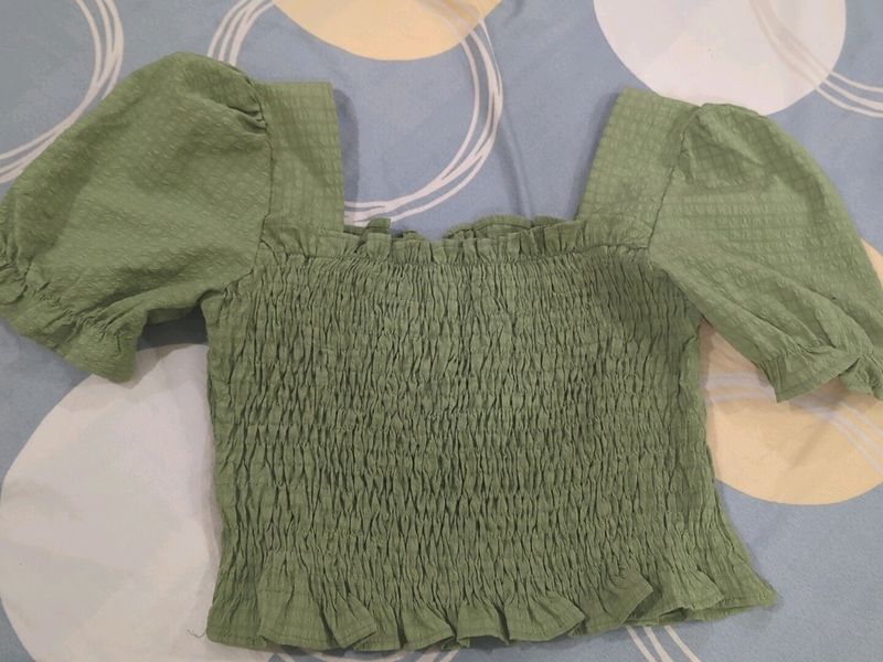 Green Puff Sleeve Top