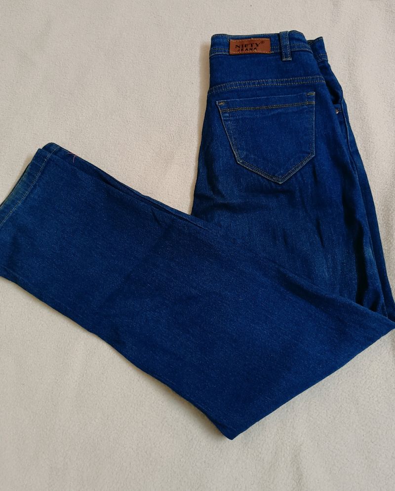 Nifty Navy Blue Straight Fit/Wide Leg Jeans
