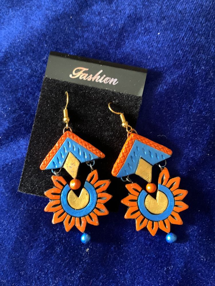 Beautiful Earrings In Terracotta