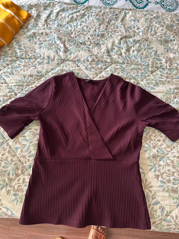 Maroon Office Wear Top