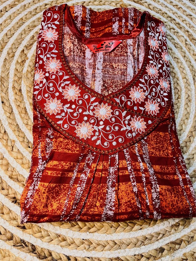 Neck Embroidery Nighty