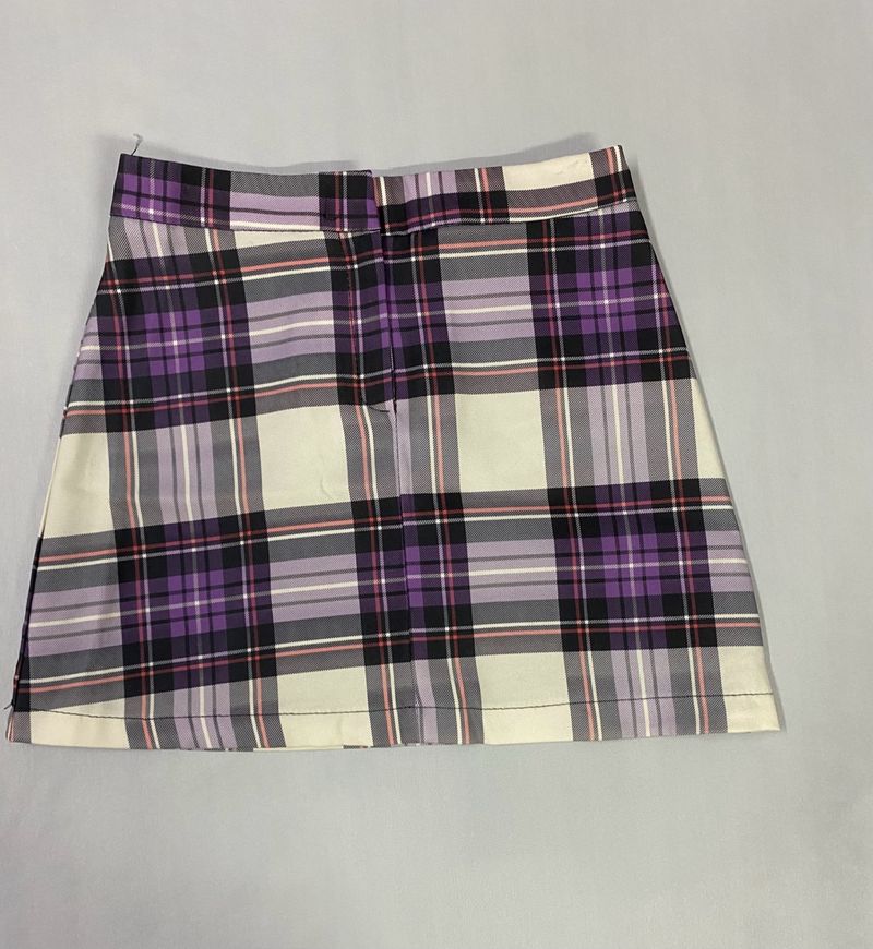 Purple Mini Checkered Skirt