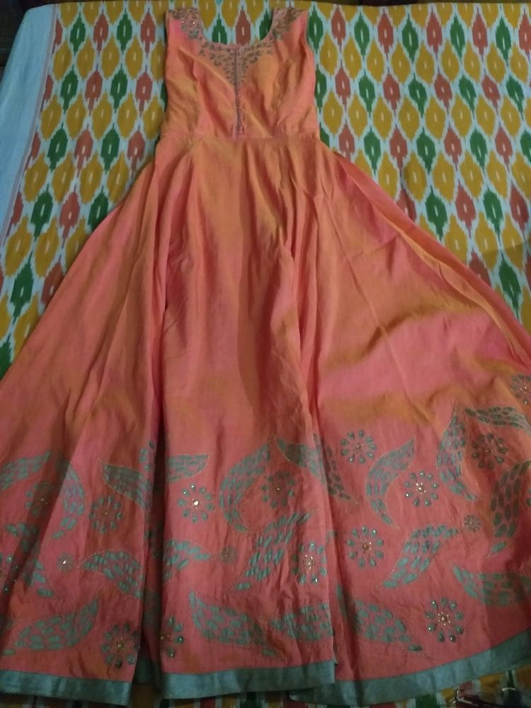 Coral Orange Anarkali