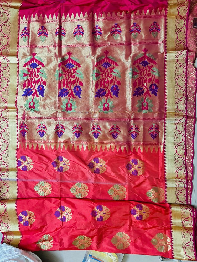 new paithani banarsi saree with blouse piece