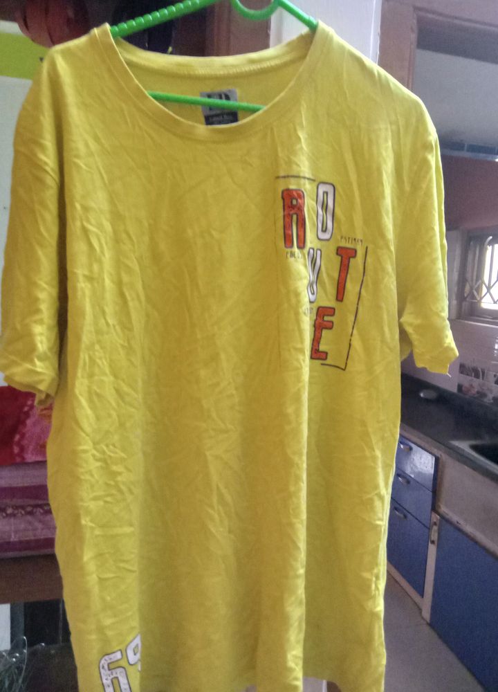 A Yellow Daily Use T Shirt For Mens