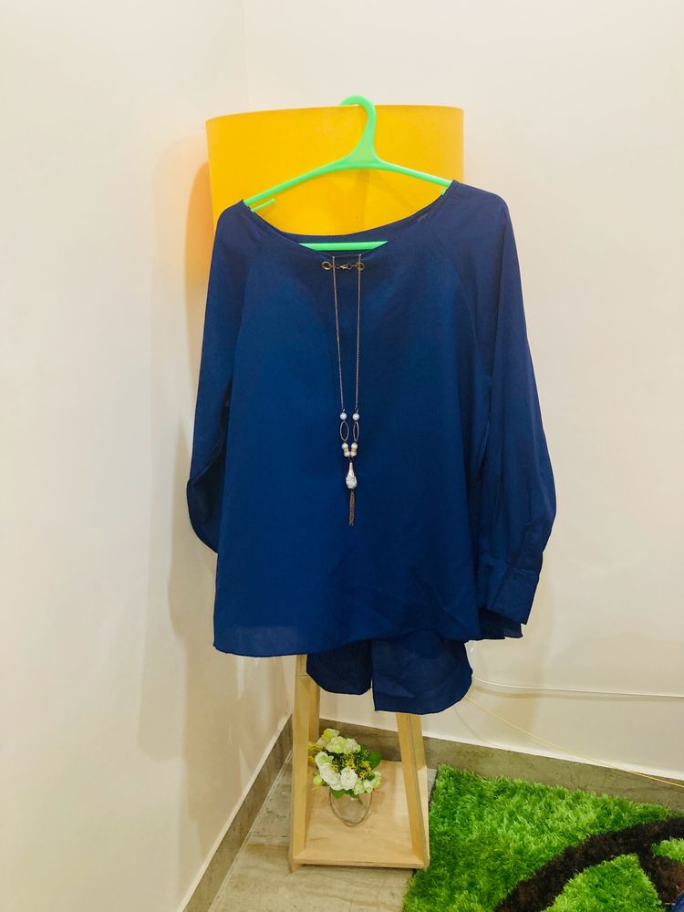 Blue A-line Top With Accessories Attached