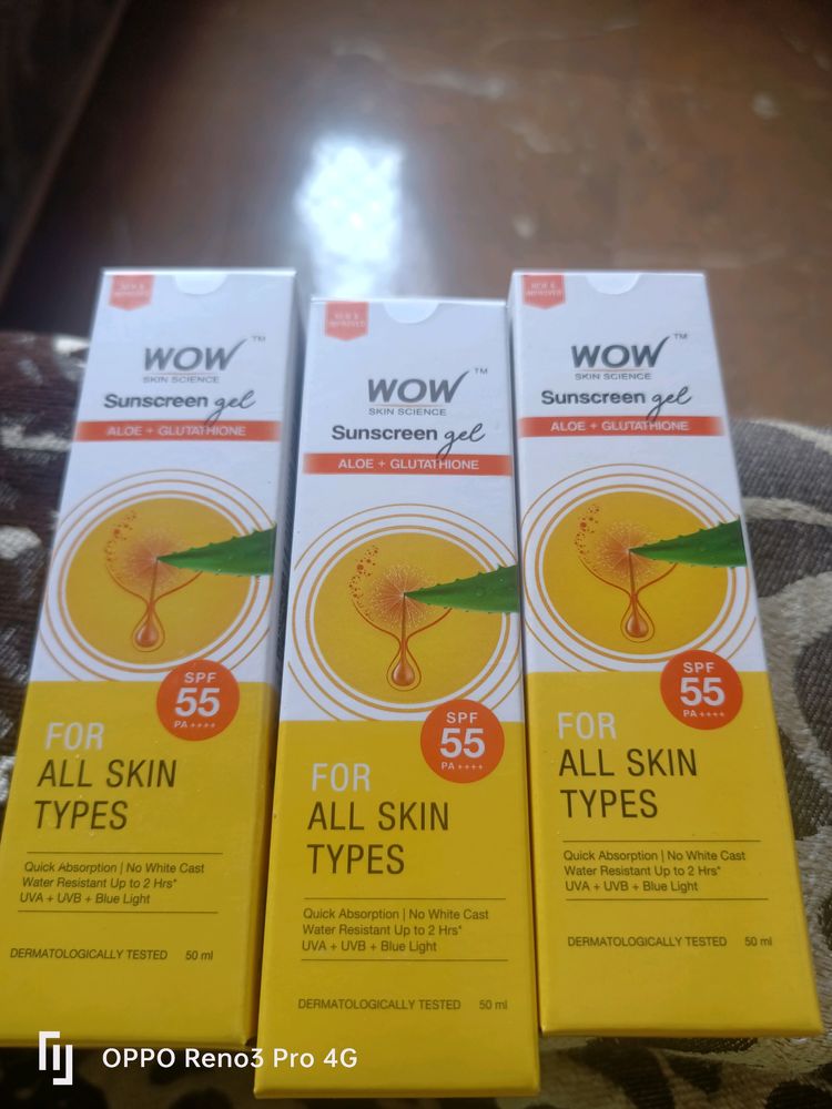 Pack of 3 Wow Skin Science Sunscreen SPF 55 PA++++