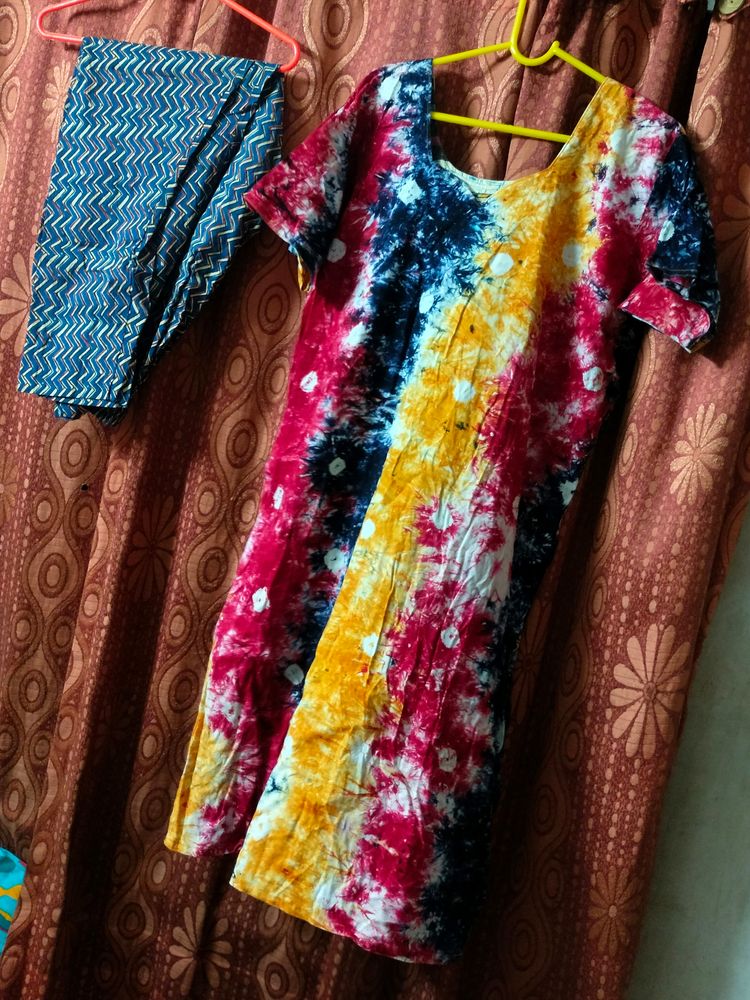 Multicolour Kurti And Pant.