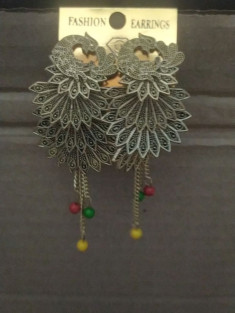 Golden Peacock Earings