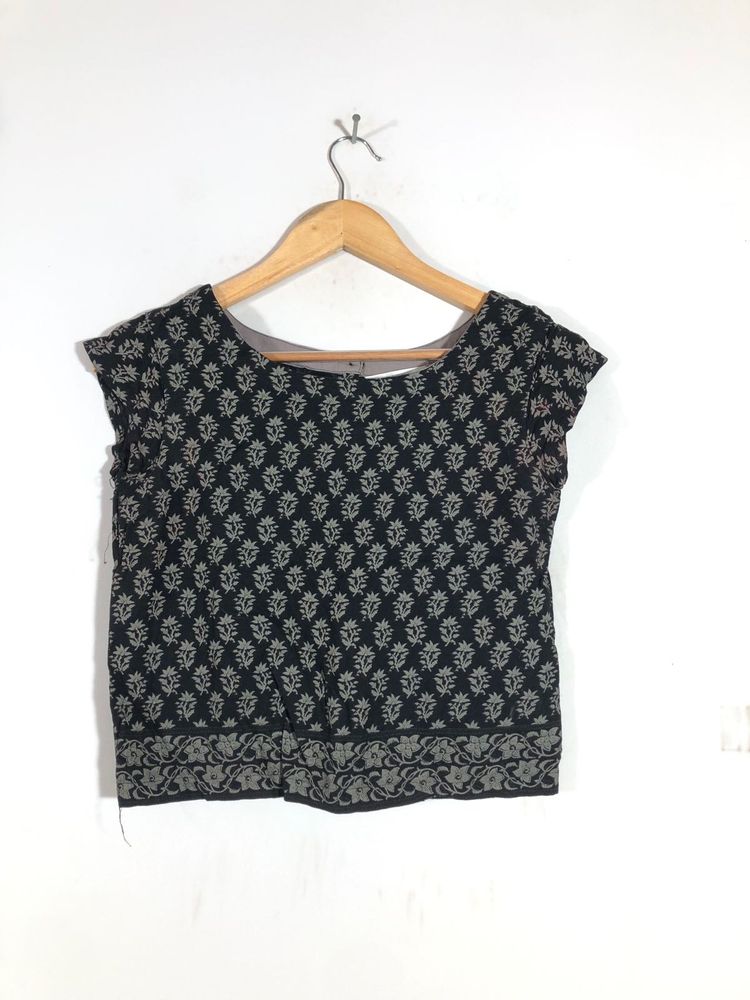 Black Printed A-Line Top (Women’s)