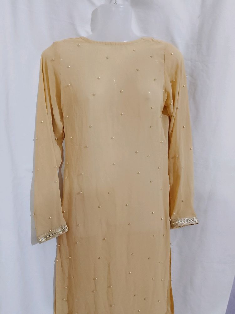 Beige Chiffon Kurta