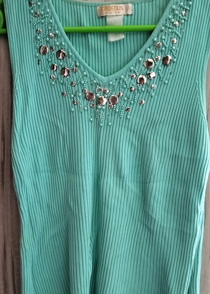 Beautiful Sleevless Sea Geen Top