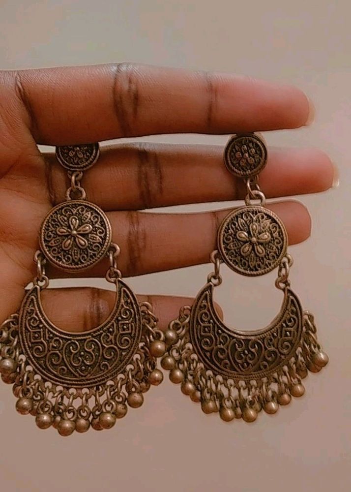 Oxidised Tribal Chandbali Earring