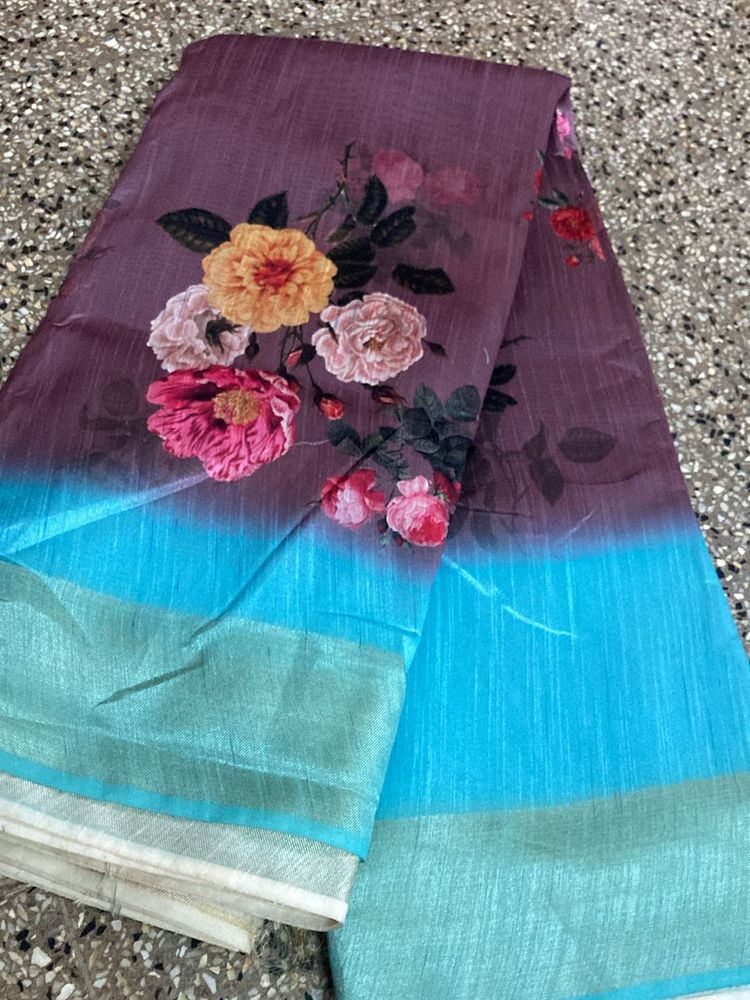 New Floral Print Saree For Grabs