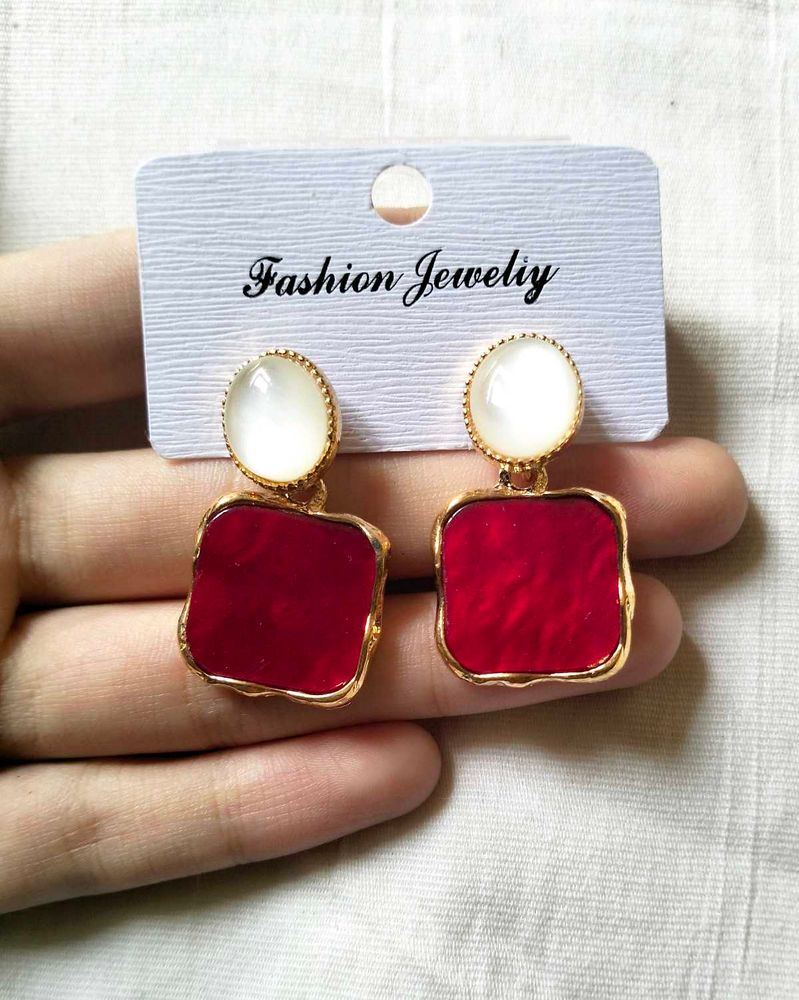 Red Marble Earrings