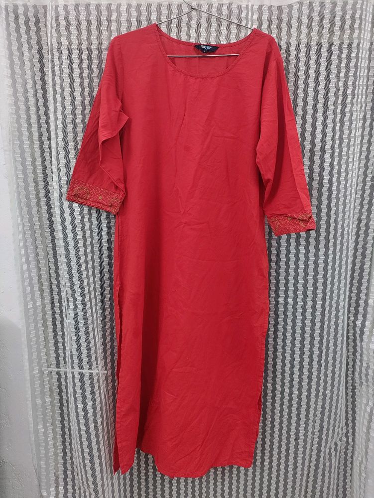 Red Pant Kurta Set Without Dupatta