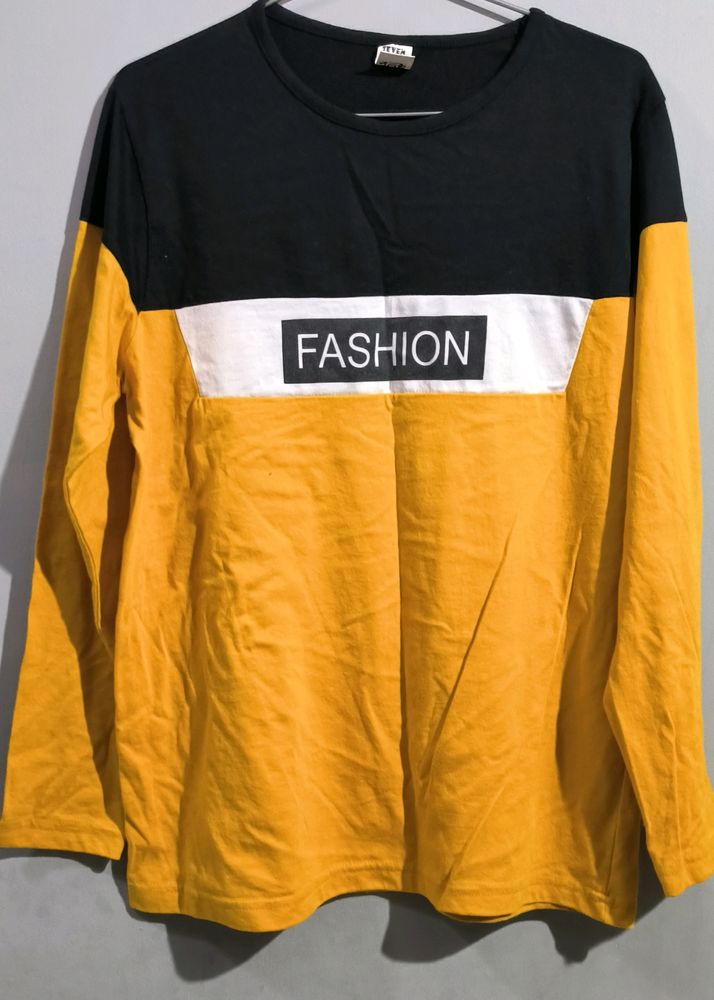 Yellow Colour Full Sleeves T-Shirt For Men