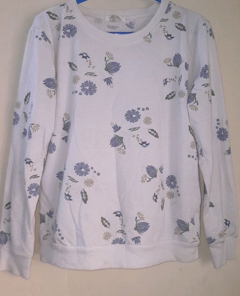 White Floral Sweatshirt