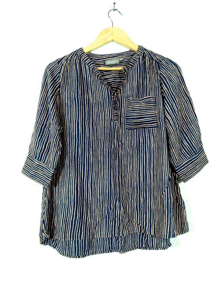 Gia Navy Blue Printed Loose Fit Top (Women)