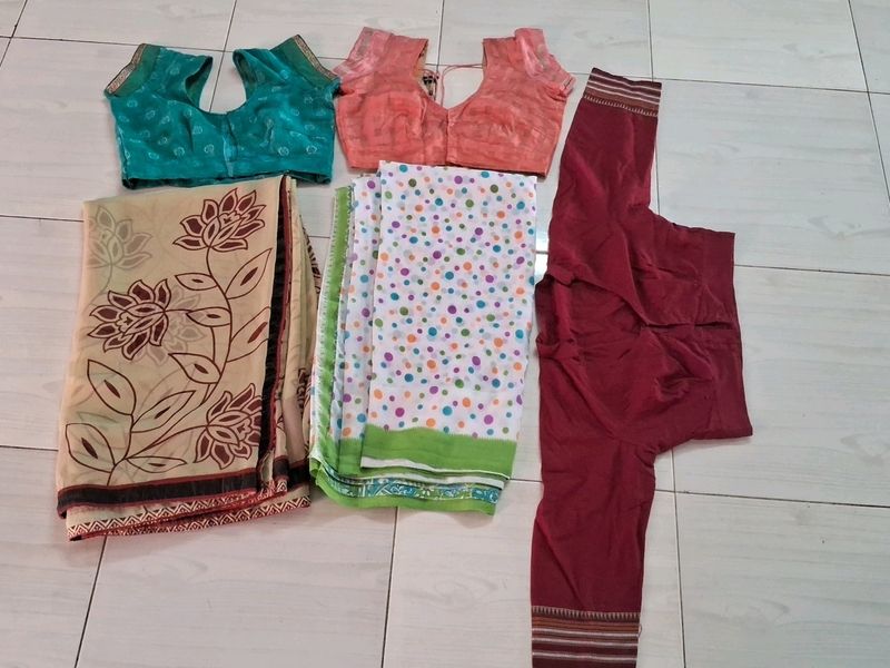 2 Saree With Extra 3 Blouses