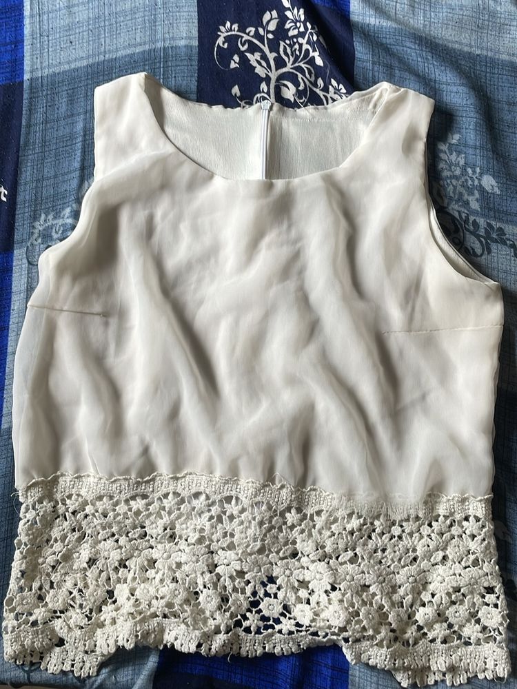 White Top With Lace Detailing