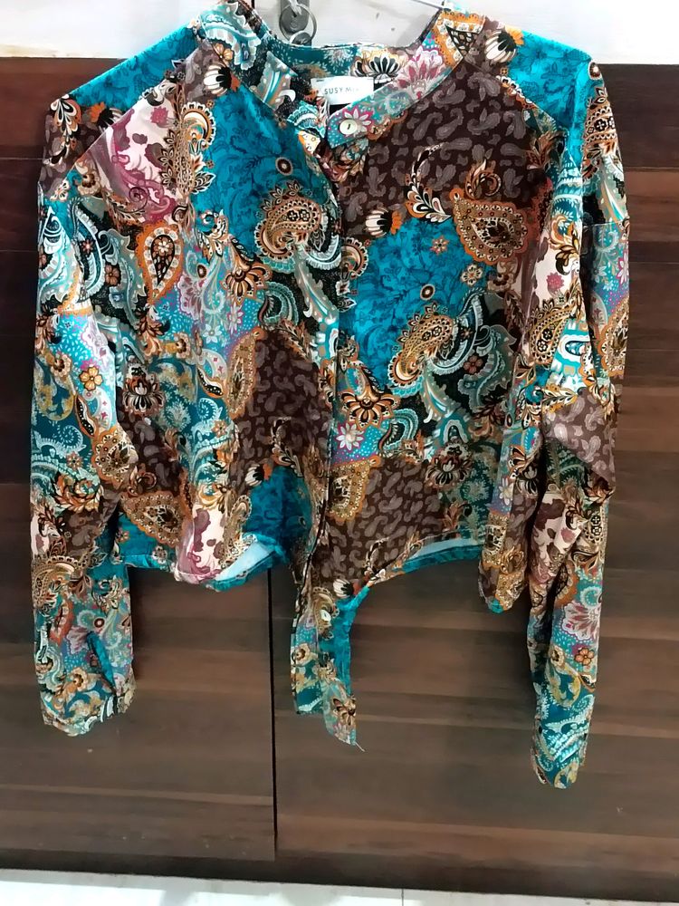 Multicolored Satin Short Shirt In Amazing Quality