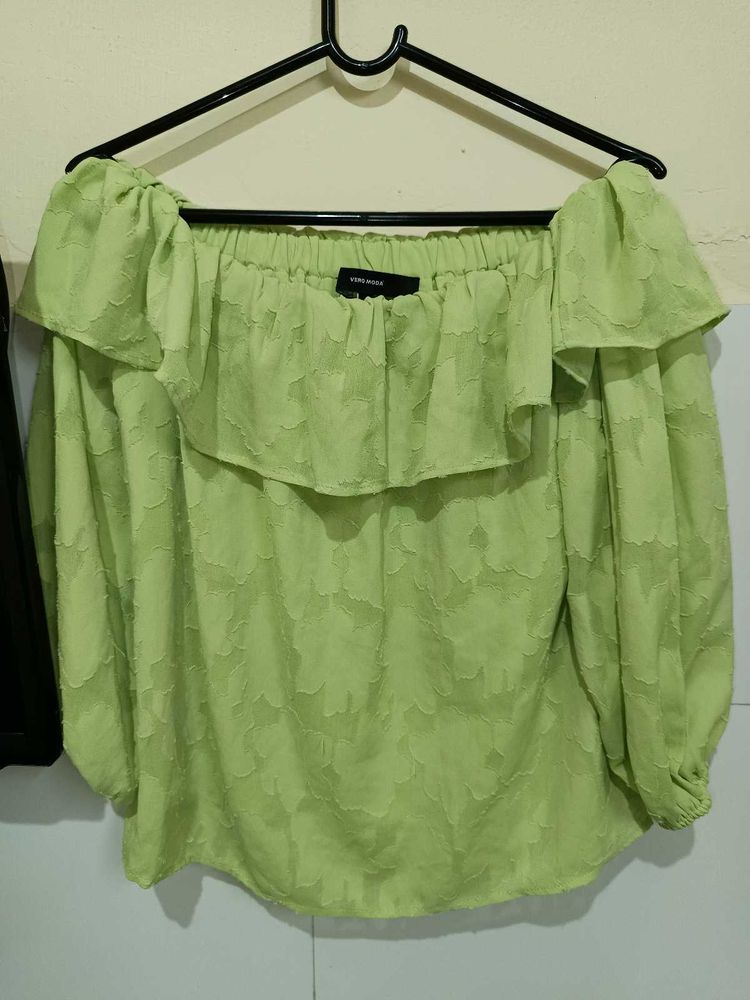 Green Offshoulder Top