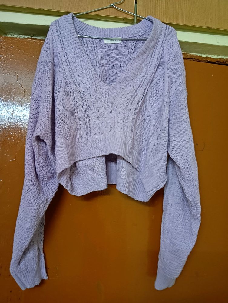 Lavender Korean Cropped Sweater