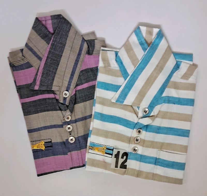 Boys Cotton Shirts Half Hand For 5-6 Yrs Set Of 2