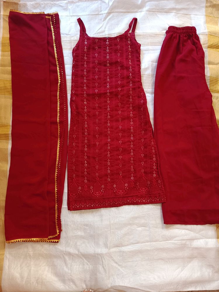 Red Sharara Set