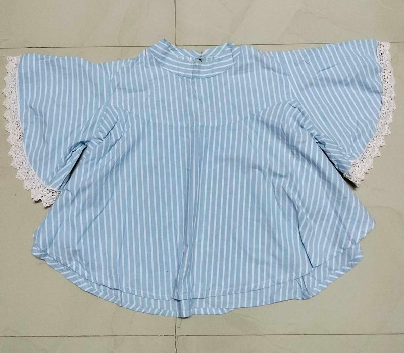 Blue White Stripes Cape Top