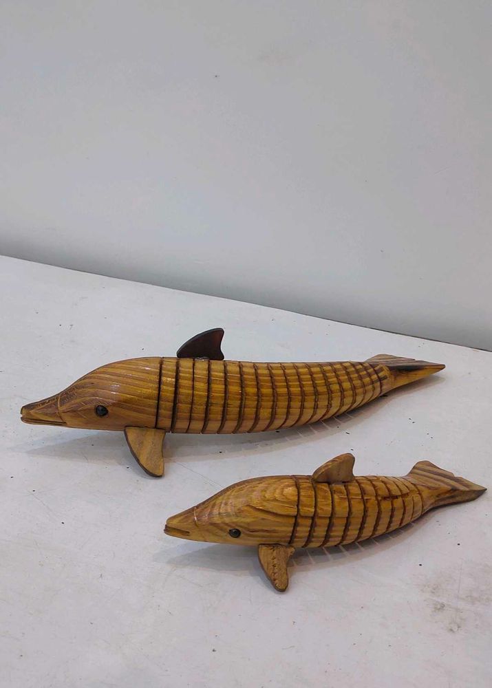 Antique Wooden Fish 1 Pair Showpiece