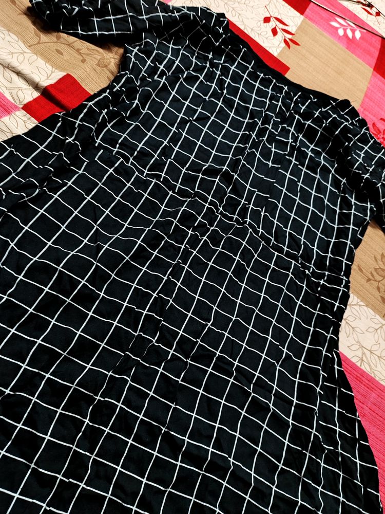 Black & White Check Printed Dress...