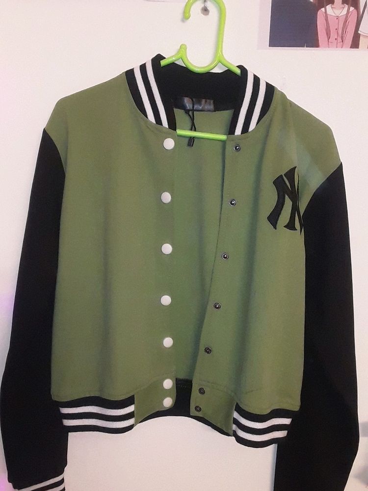 Sage Green Varsity Jacket Unisex Button Up