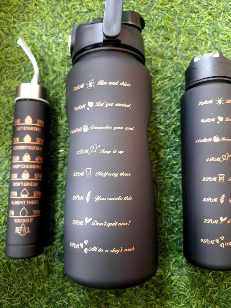 Motivational Water Bottle Golden Embossed Set Of 3