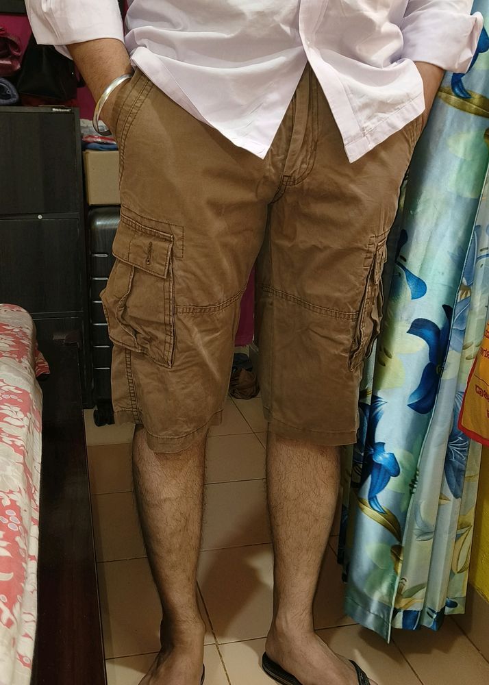 RIG By Pantaloons Brown Cargo Shorts, Waist - 32