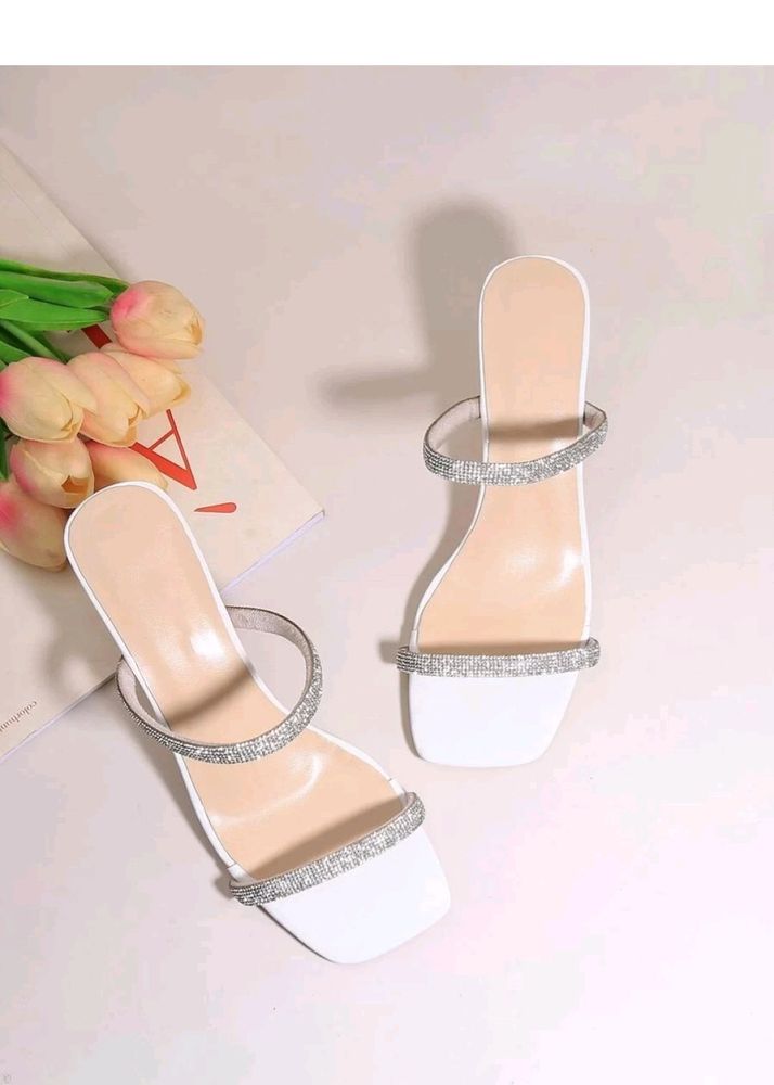 Brand New White Rhinestone Heels🤍