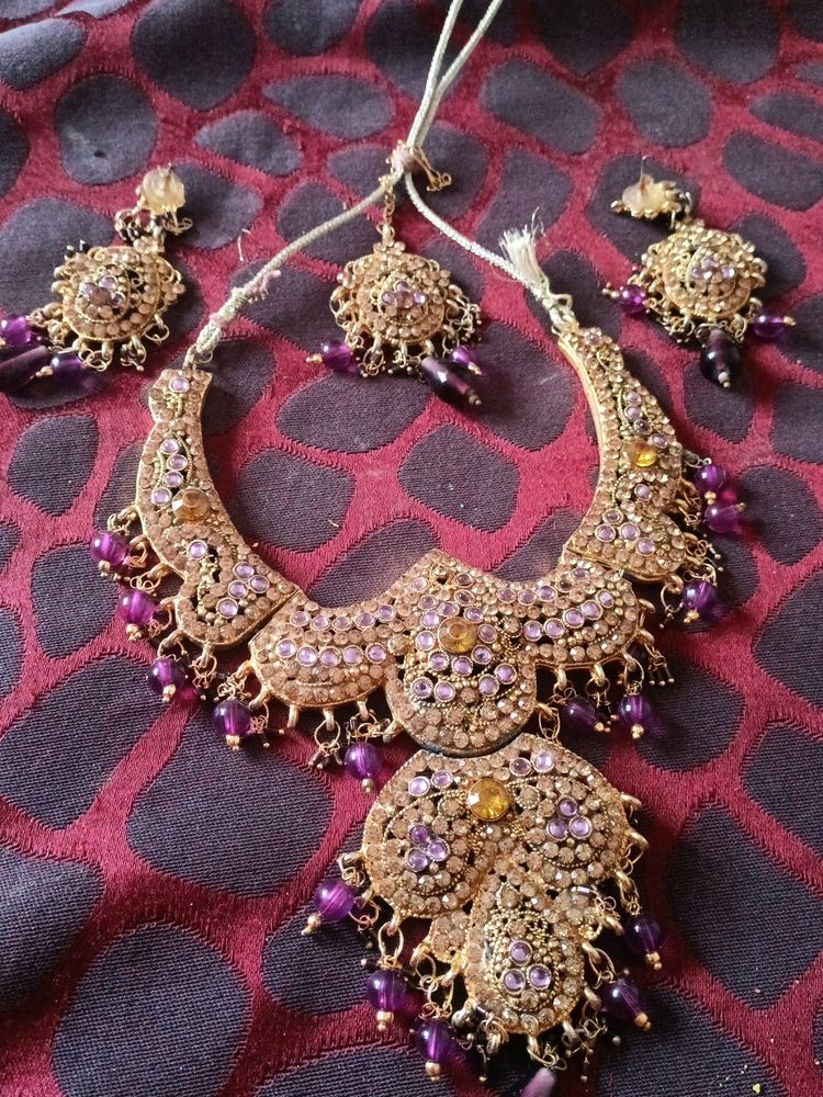 Purple Bridal Set With Bindi