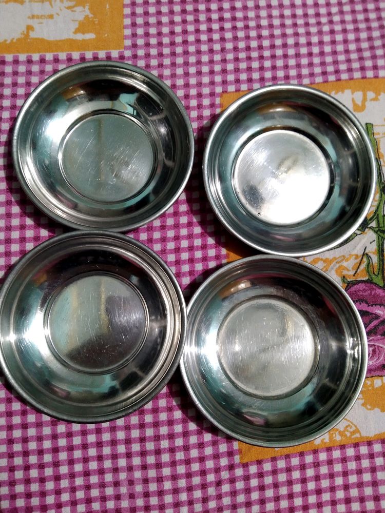 Combo Of 4 Halwa Plates (Small Steel Bowl/Plates)