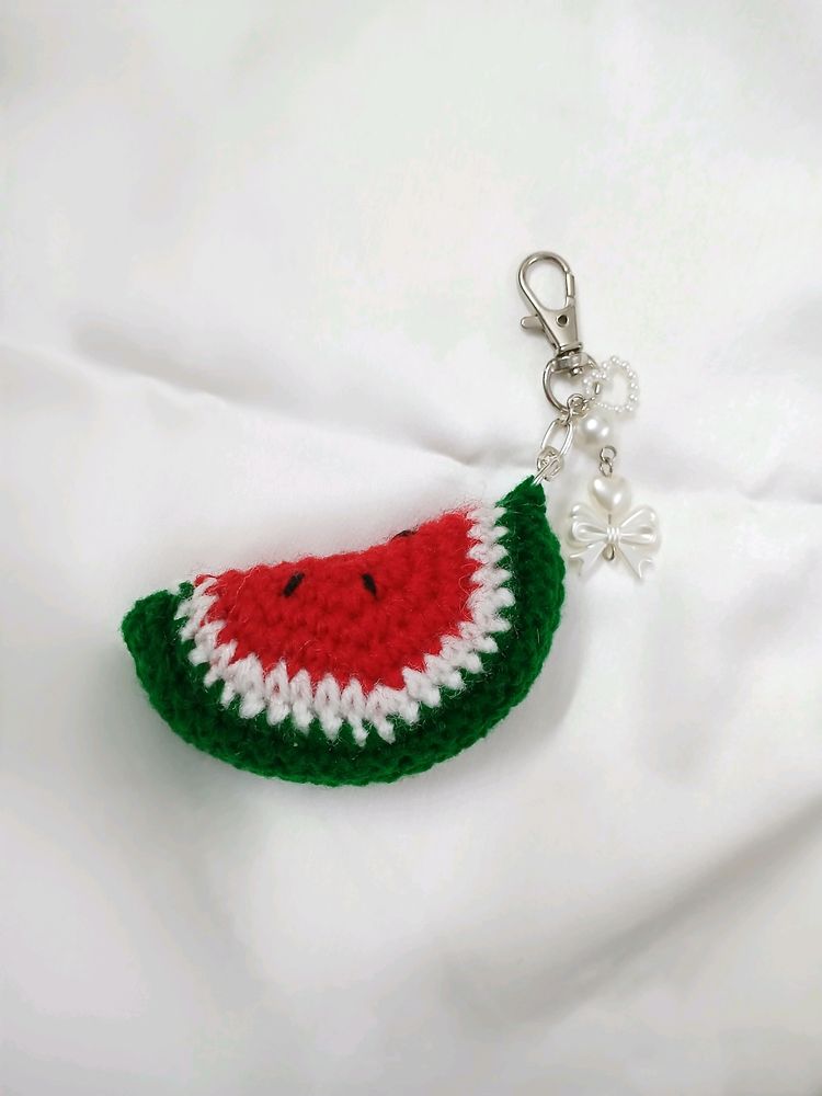 ⊹˚₊ cute crochet watermelon keychain ₊˚⊹