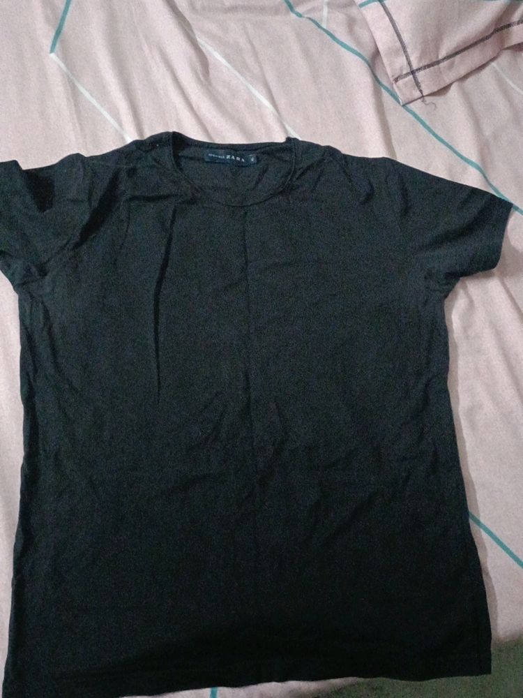 Black Round Neck T Shirt Men From Zara