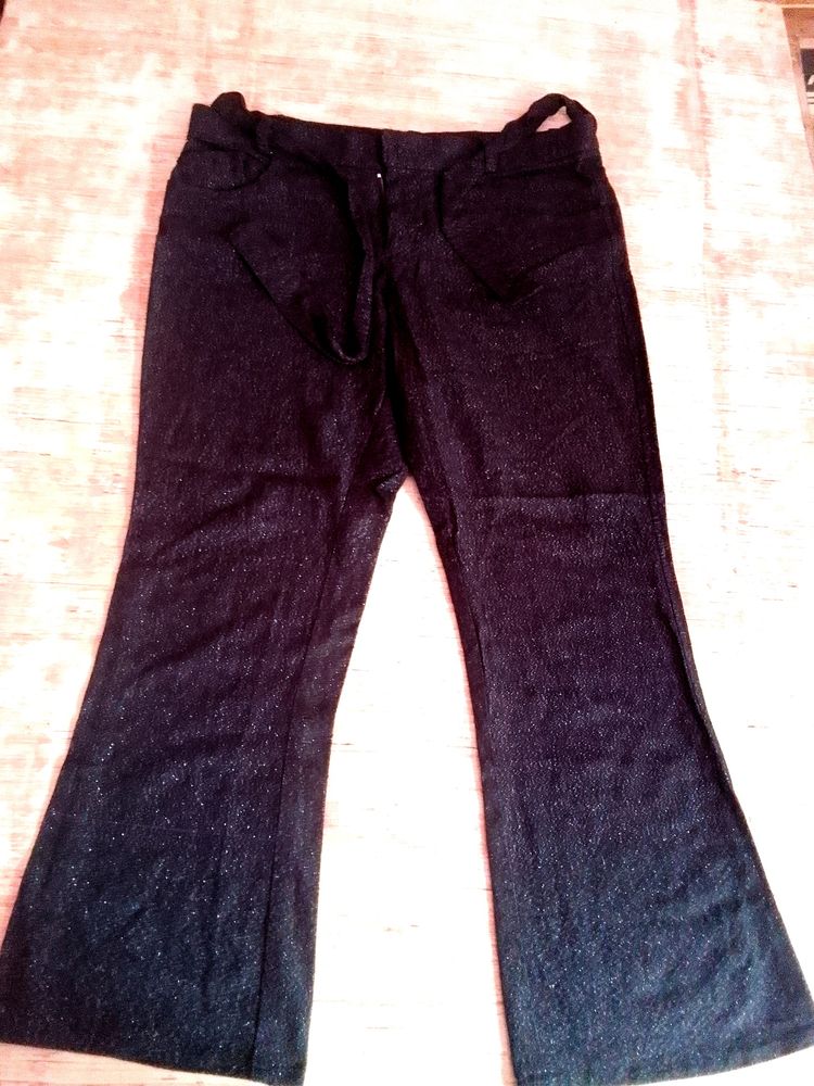 Casual Women Or Girls Flared Trouser Shine Black