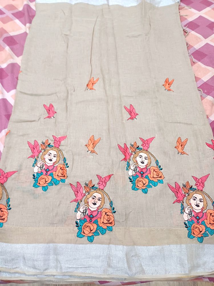 Cotton Linen Saree