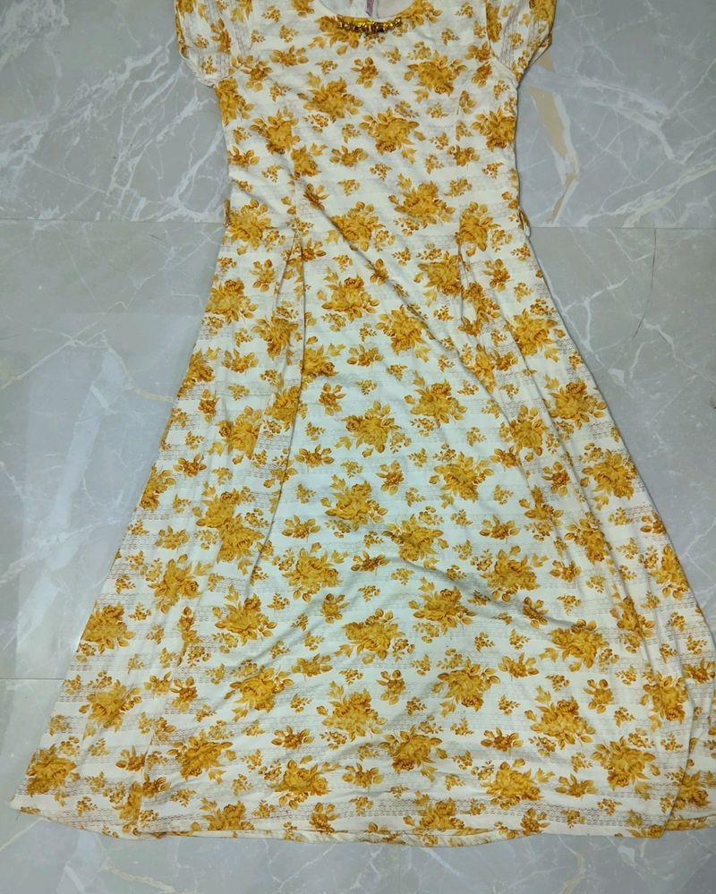 Yellow Floral Grown / Wester Maxi Dress