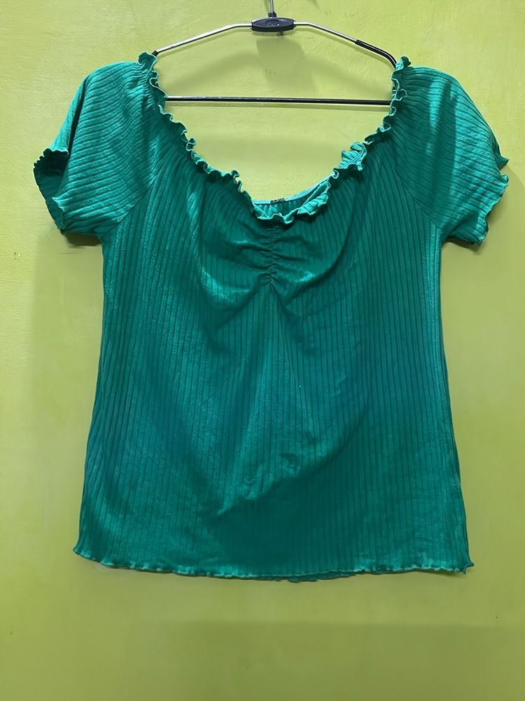 ✨ Green Ribbed Top for Ladies ✨