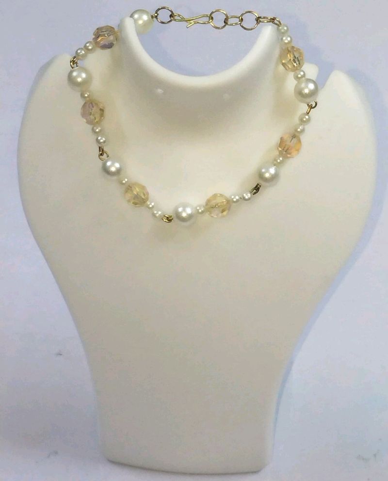 Korean Braslate Trend gold cream pearls natural