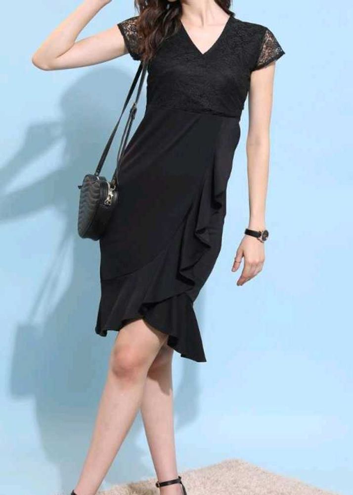 Black V-neck Dress